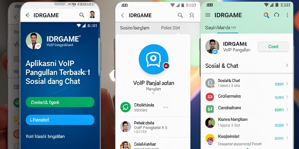 Tampilan antarmuka aplikasi IDRGAME yang intuitif dan fungsional untuk VoIP Panggilan.