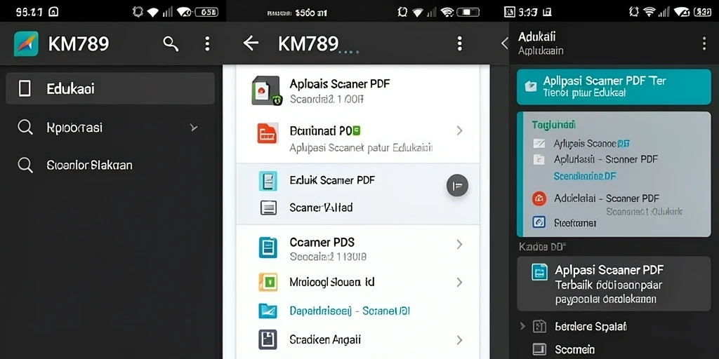 Tampilan antarmuka KM789 saat memindai dokumen PDF.