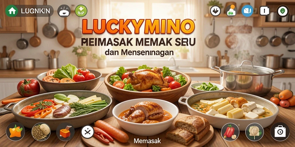 Tampilan antarmuka game Memasak LUCKYMINO yang menarik dan interaktif.