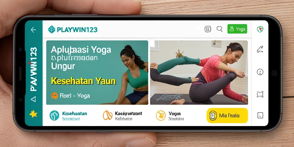 Antarmuka aplikasi PLAYWIN123 menunjukkan berbagai pose yoga dengan jelas.
